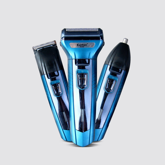 Kemei 3-in-1 Men's Grooming Kit – Electric Shaver, Hair Trimmer & USB Rechargeable Grooming Set