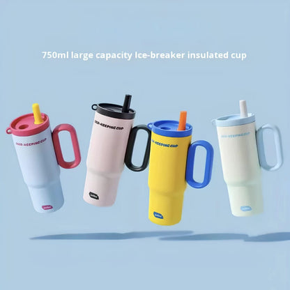 30oz Insulated Travel Tumbler with Handle & Straw – Stylish Reusable Water Cup