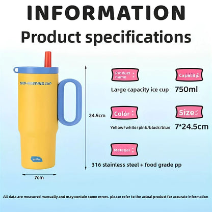 30oz Insulated Travel Tumbler with Handle & Straw – Stylish Reusable Water Cup