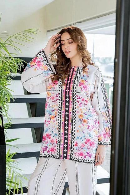 Stylish 2-Piece Swiss Lawn Suit with Digital Print Shirt & Bell Bottom