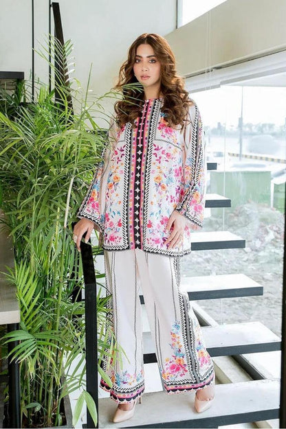 Stylish 2-Piece Swiss Lawn Suit with Digital Print Shirt & Bell Bottom