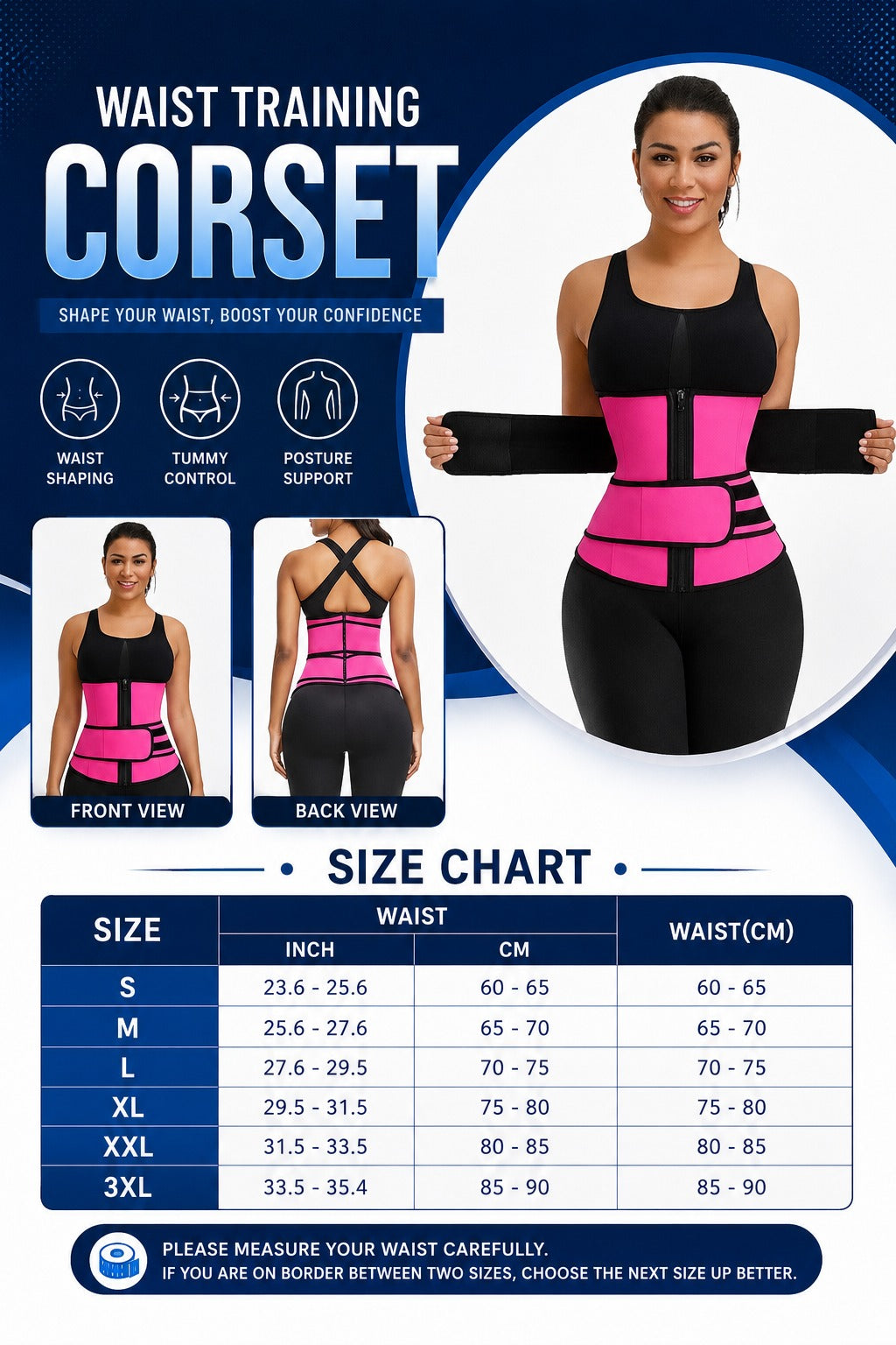 Women’s Waist Training Corset Belt – Tummy Control Body Shaper for Slim Waist, Workout & Daily Wear