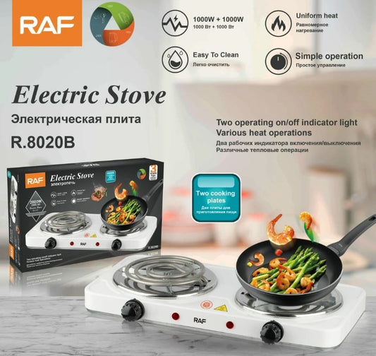 RAF R.8020B Double Electric Stove – 2000W Dual Burner Cooker
