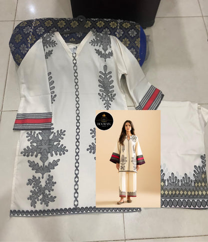 Swiss Bloom Digital Print 2Pc Suit - Swiss Lawn Fabric