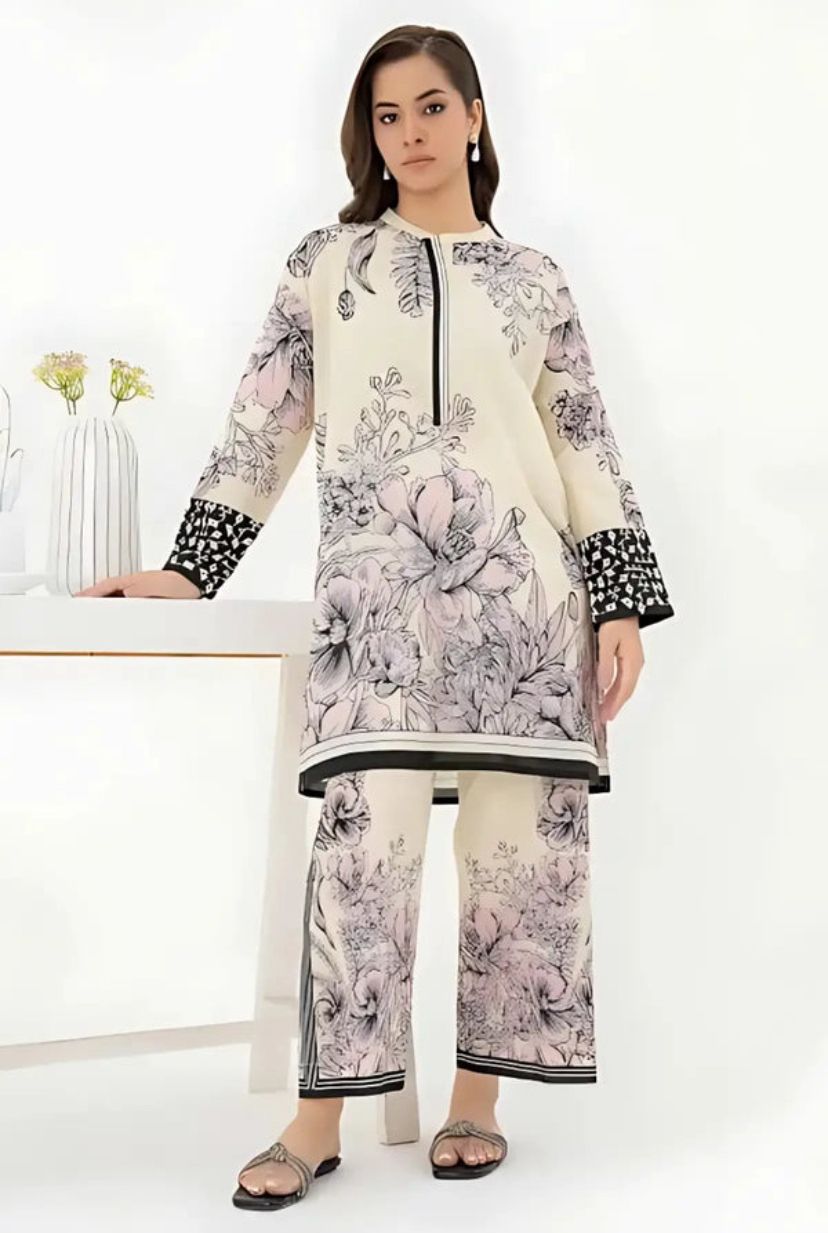 Elegant 2PC Suit with Digital Print and Bell Bottom