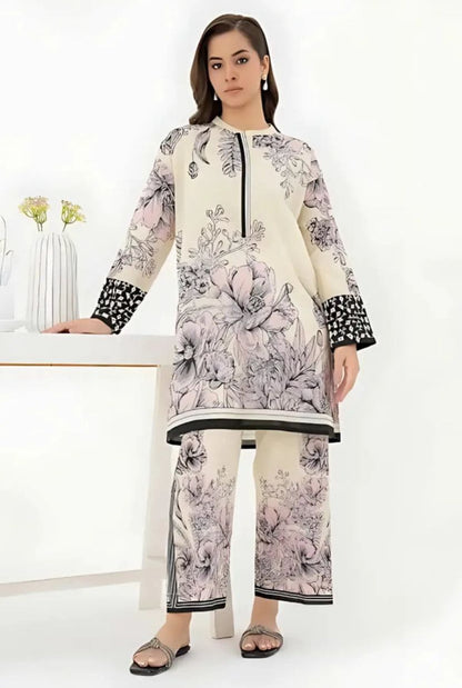 Elegant 2PC Suit with Digital Print and Bell Bottom