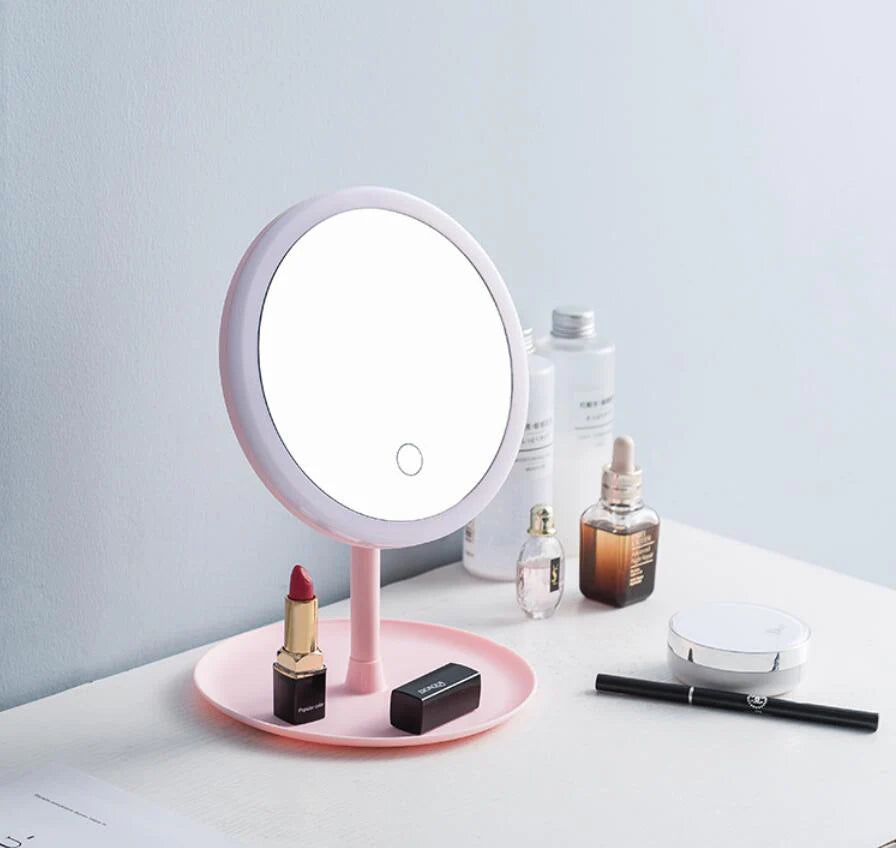 Title: LED Makeup Mirror Rechargeable – Portable Lighted Vanity Mirror with USB Charging