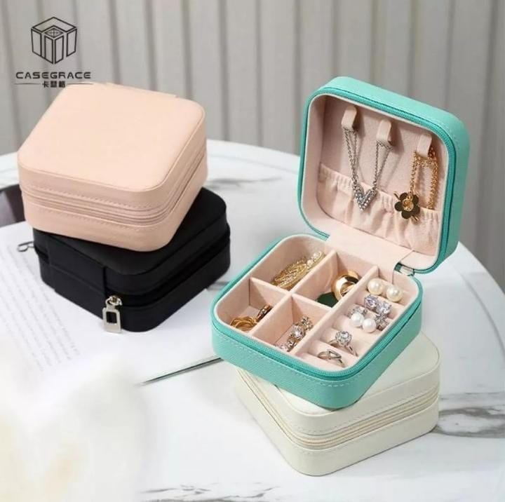 Portable Jewelry Organizer Box – Travel Storage Case for Rings, Earrings & Necklaces