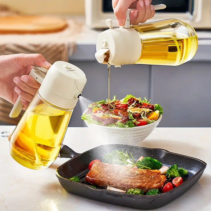 2 in 1 Oil Spray Bottle – Dual Function Oil Dispenser for Kitchen Cooking
