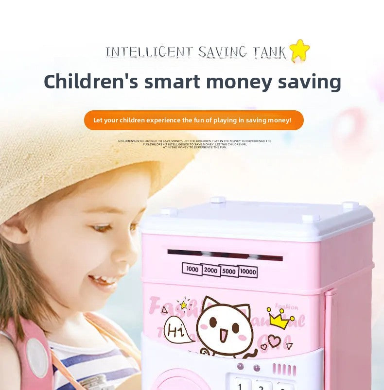 Kids Digital Money Saving Box ATM – Cute Cat Coin Bank with Password Lock