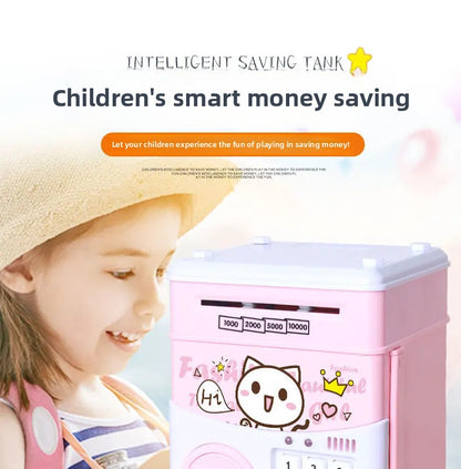 Kids Digital Money Saving Box ATM – Cute Cat Coin Bank with Password Lock