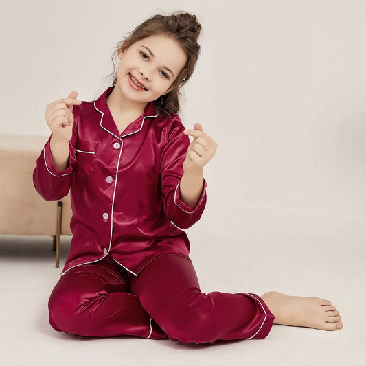 TEEDOT Kids Silk Night Suit for Girls