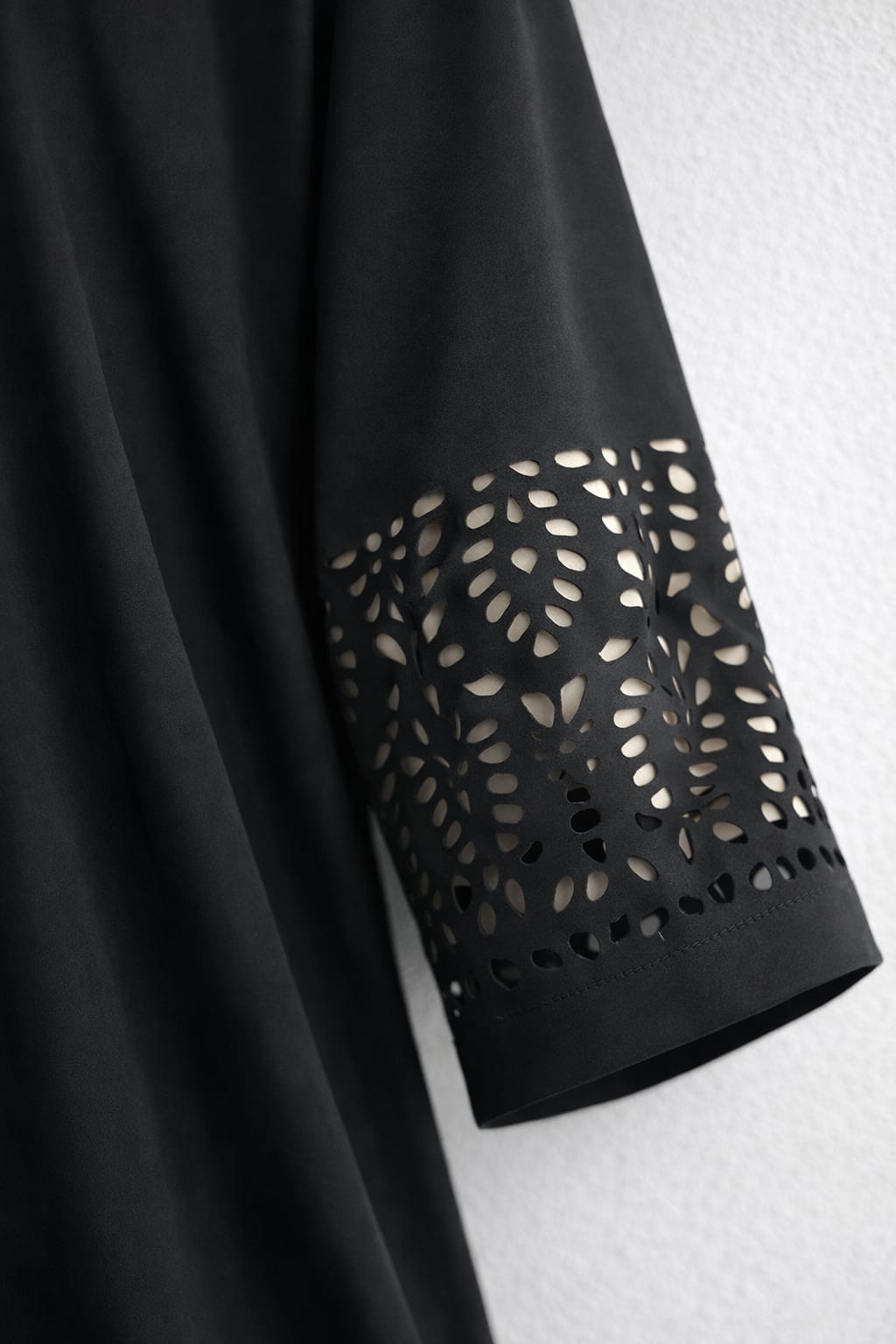 Plain Front Open Abaya with Laser Cut Sleeves – Premium Georgette | Elegant Modest Wear