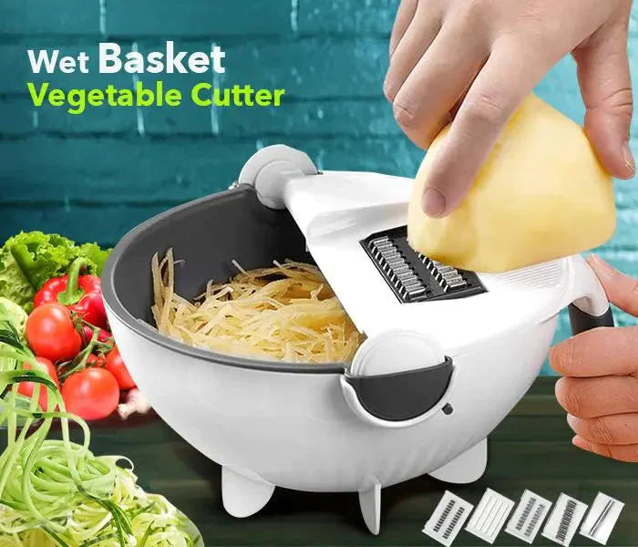 Wet Basket Vegetable Cutter – 2-in-1 Wash, Drain & Slice Kitchen Tool